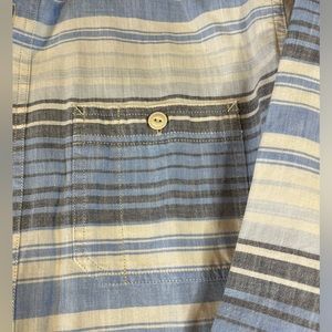 Lands End 100% cotton blue and white stripped long sleeve button down large tall